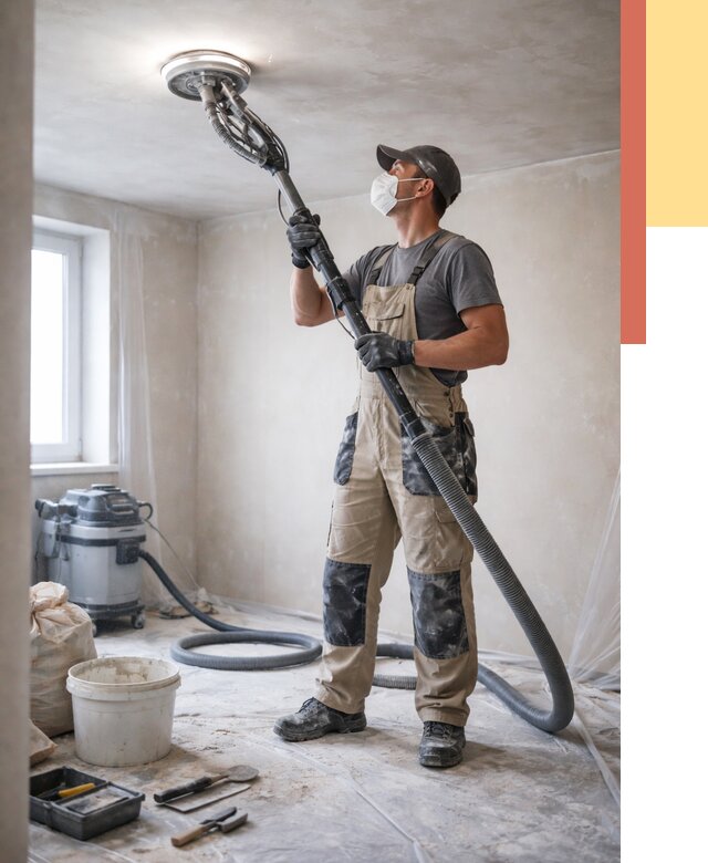 Шлифовка потолка в Великом Устюге от 3563 руб. — услуги шлифования потолка | ОТДЕЛОЧНИК-Влс