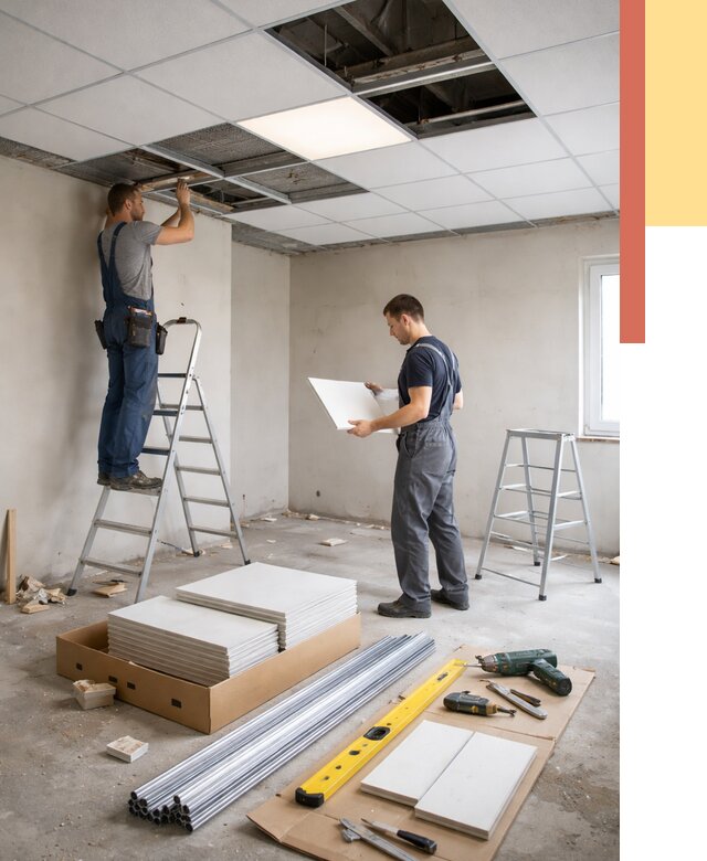 Монтаж потолка армстронг в Великом Устюге от 4581 руб/м2 — быстрая установка под ключ | ОТДЕЛОЧНИК-Влс