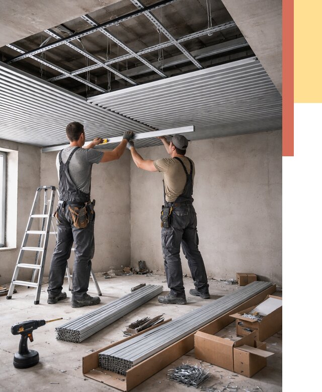 Монтаж реечного потолка в Великом Устюге от 4581 руб. под ключ | ОТДЕЛОЧНИК-Влс