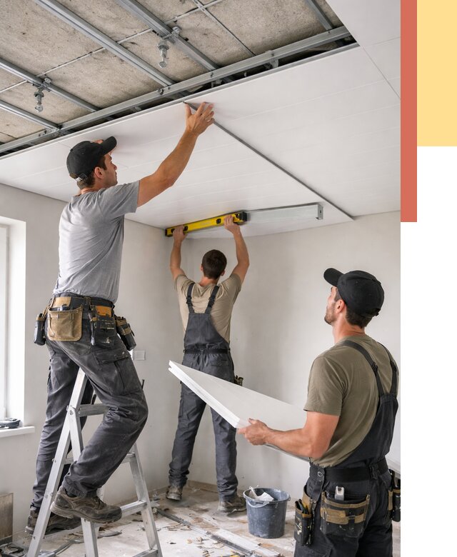 Монтаж потолка из ПВХ панелей в Великом Устюге от 3563 руб./м2 — быстро и недорого | ОТДЕЛОЧНИК-Влс