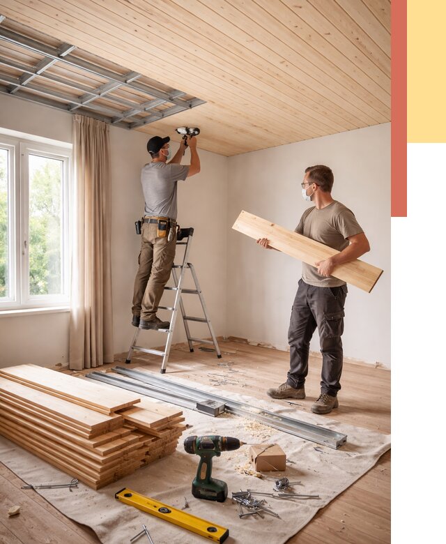 Монтаж потолка из вагонки в Великом Устюге от 6616 руб. | Быстро и недорого — ОТДЕЛОЧНИК-Влс