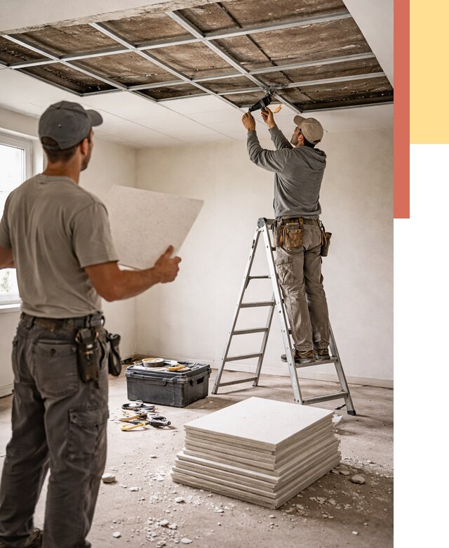 Замена плит подвесного потолка в Великом Устюге от 1781 руб. быстро и недорого | ОТДЕЛОЧНИК-Влс