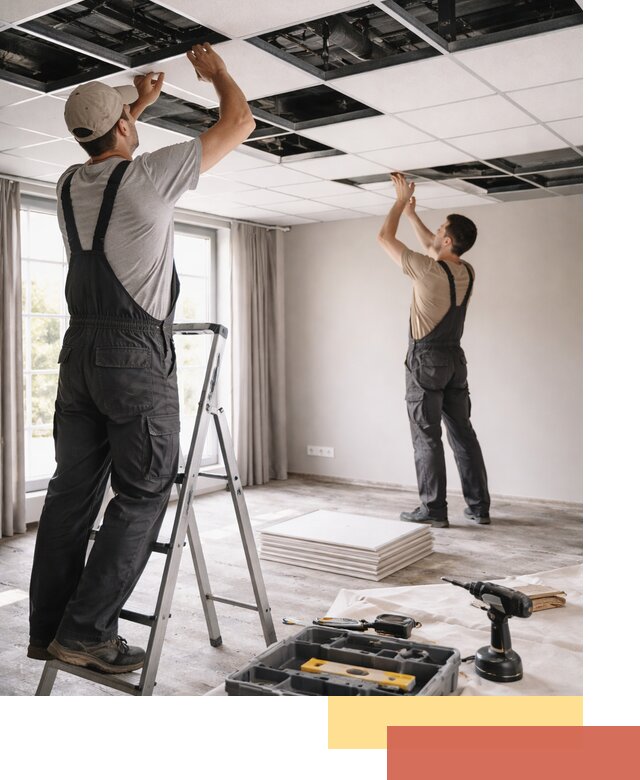 Замена плит подвесного потолка в Великом Устюге быстро и качественно