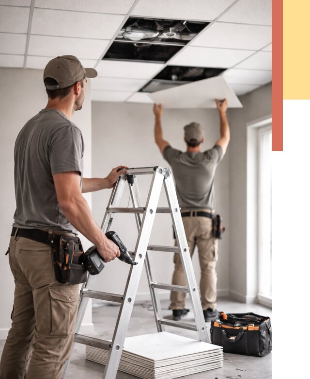 Обслуживание подвесного потолка в Великом Устюге от 3563 руб. — быстро и недорого | ОТДЕЛОЧНИК-Влс