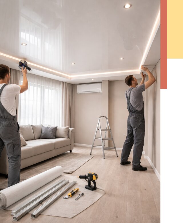 Монтаж глянцевого натяжного потолка в Великом Устюге от 763 руб. под ключ | ОТДЕЛОЧНИК-Влс