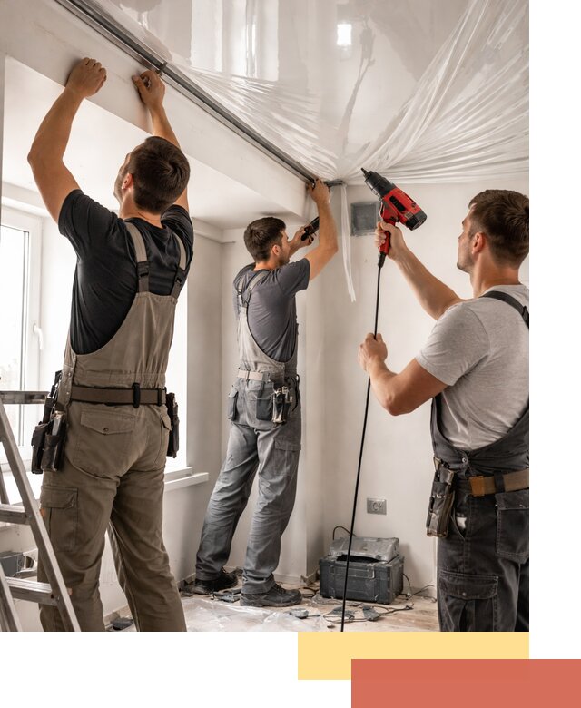 Монтаж глянцевого натяжного потолка в Великом Устюге быстро и качественно