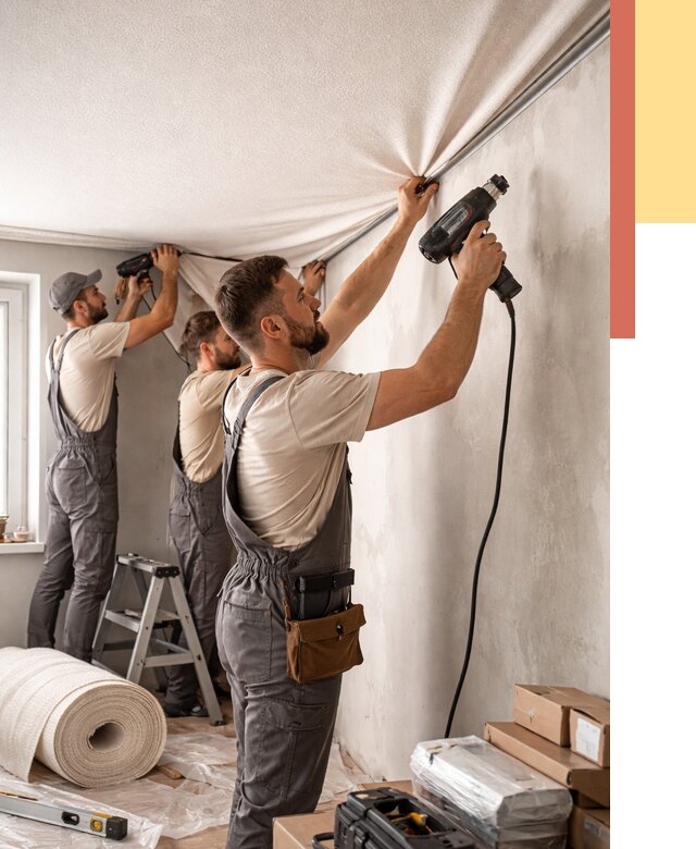 Монтаж фактурного натяжного потолка в Великом Устюге от 763 руб. — ОТДЕЛОЧНИК-Влс