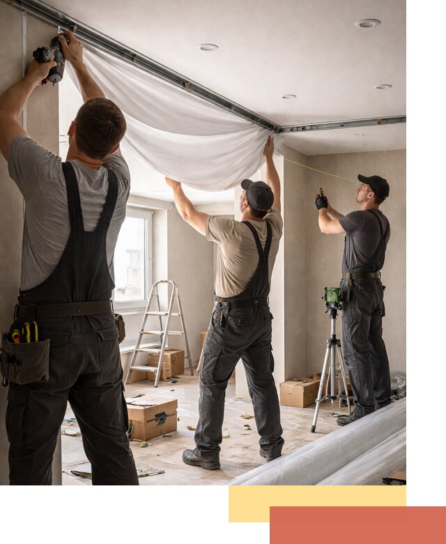 Монтаж парящего натяжного потолка под ключ в Великом Устюге