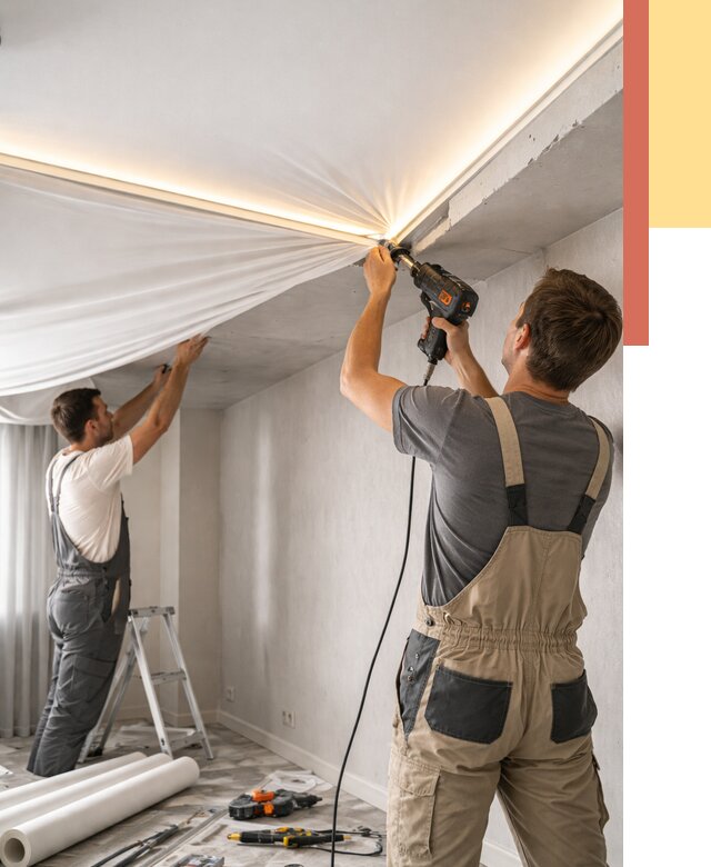 Монтаж натяжного потолка с подсветкой в Великом Устюге от 967 руб. | ОТДЕЛОЧНИК-Влс