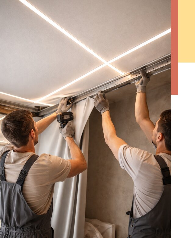 Монтаж натяжного потолка со световыми линиями в Великом Устюге от 1221 руб. | ОТДЕЛОЧНИК-Влс