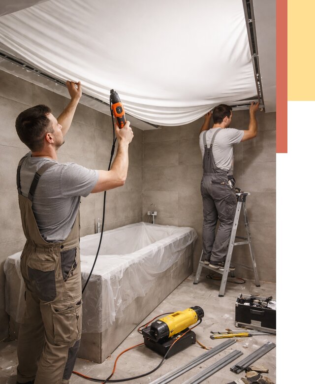 Монтаж натяжного потолка в ванной в Великом Устюге от 1221 руб. под ключ | ОТДЕЛОЧНИК-Влс