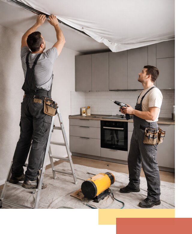 Монтаж натяжного потолка на кухне в Великом Устюге