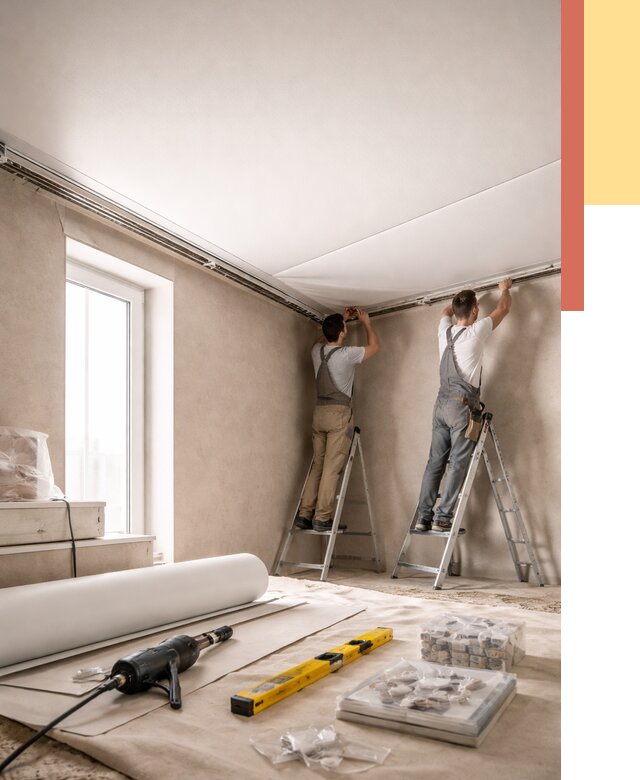 Монтаж натяжного потолка в спальне в Великом Устюге от 3868 руб. под ключ | ОТДЕЛОЧНИК-Влс