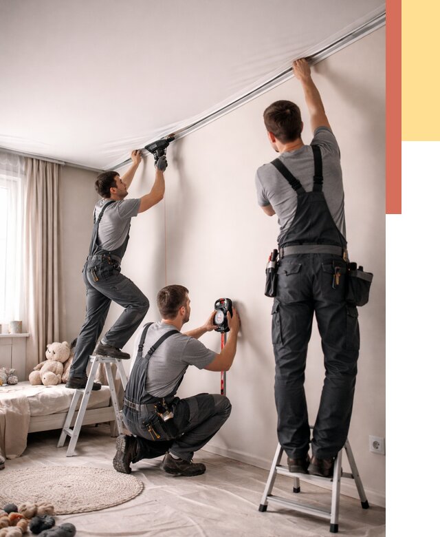 Монтаж натяжного потолка в детской в Великом Устюге от 3563 руб. — быстро и недорого | ОТДЕЛОЧНИК-Влс