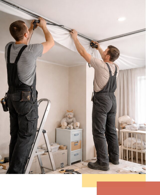 Монтаж натяжного потолка в детской комнате в Великом Устюге