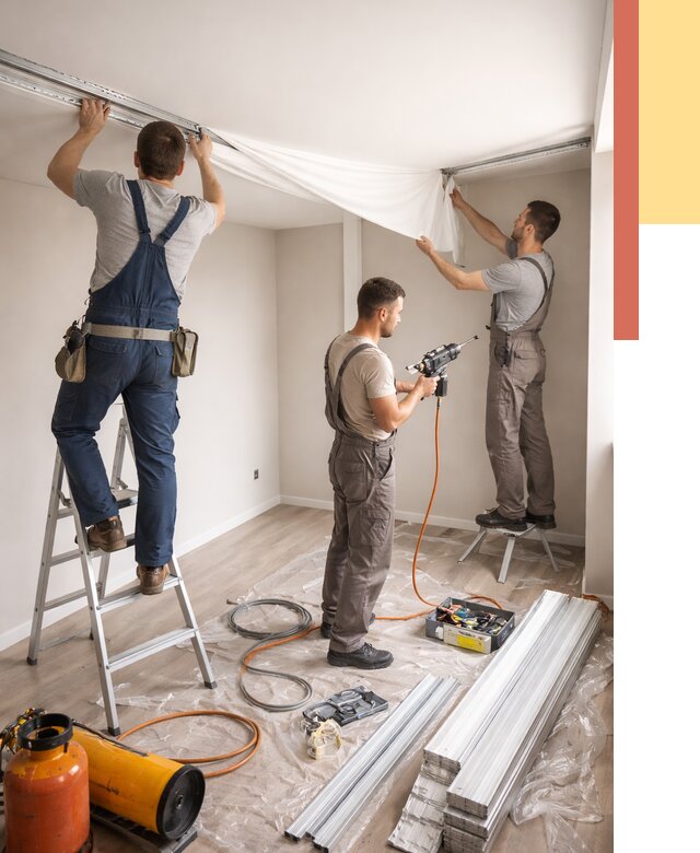 Монтаж натяжного потолка в студии в Великом Устюге от 5598 руб. — быстро и недорого | ОТДЕЛОЧНИК-Влс