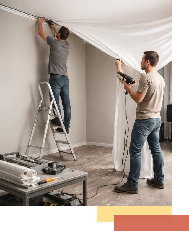 Монтаж натяжного потолка в студии в Великом Устюге