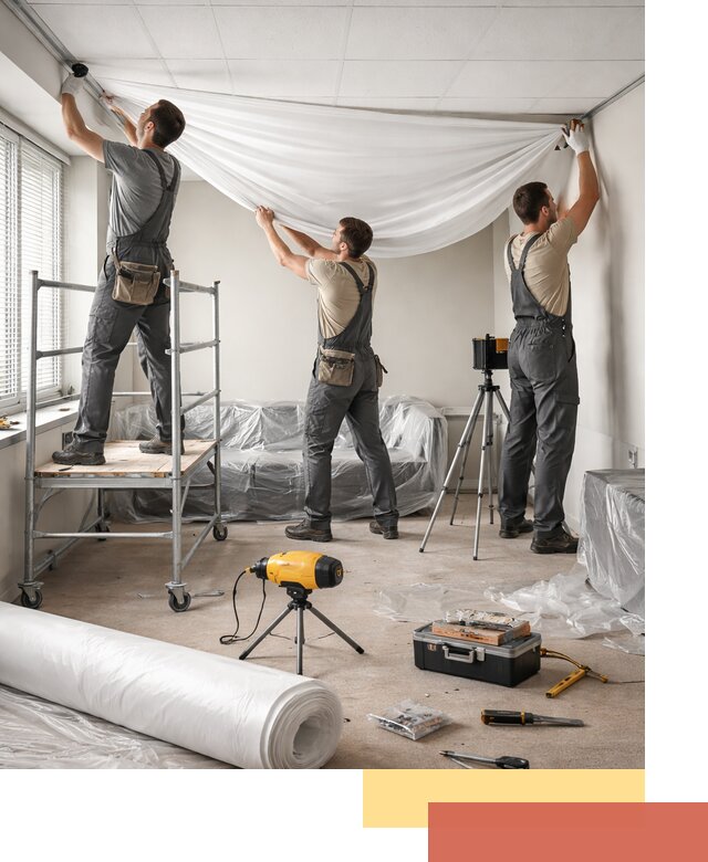 Монтаж натяжного потолка в офисе в Великом Устюге