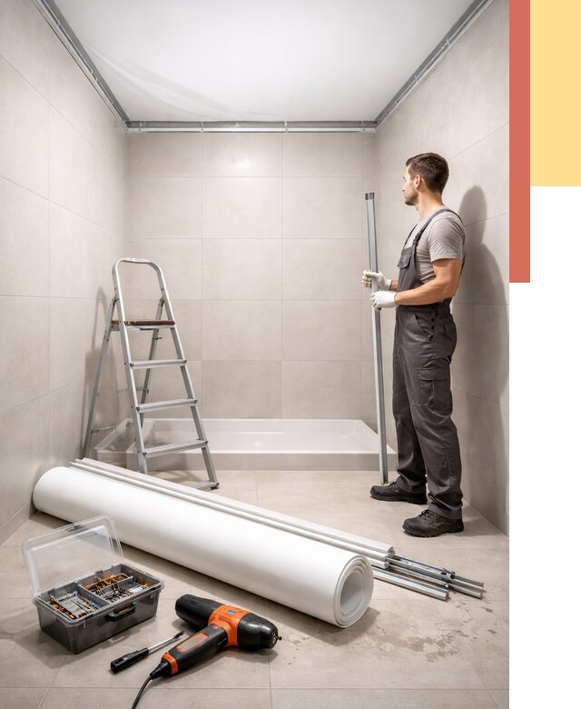 Монтаж натяжного потолка в санузле в Великом Устюге от 1883 руб. — ОТДЕЛОЧНИК-Влс