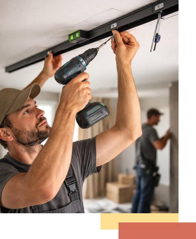 Установка трековых светильников в натяжной потолок в Великом Устюге