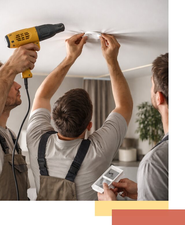 Ремонт прокола полотна натяжного потолка в Великом Устюге