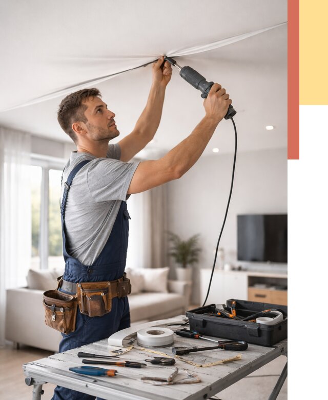 Ремонт натяжных потолков в Великом Устюге от 9670 руб. под ключ — ОТДЕЛОЧНИК-Влс