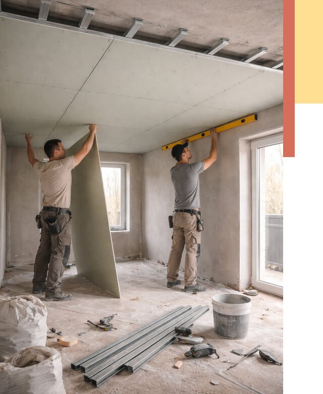 Одноуровневый потолок из гипсокартона в Великом Устюге от 763 руб. — монтаж под ключ | ОТДЕЛОЧНИК-Влс