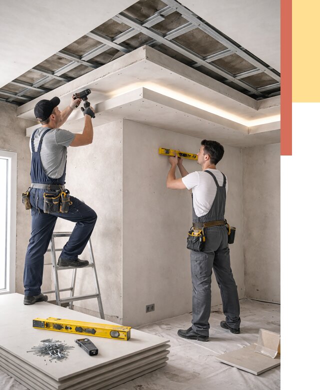 Двухуровневый потолок из гипсокартона в Великом Устюге от 1476 руб. под ключ | ОТДЕЛОЧНИК-Влс