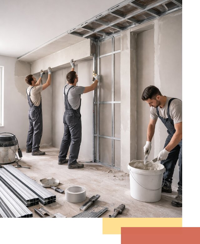 Монтаж потолка из гипсокартона с нишей в Великом Устюге