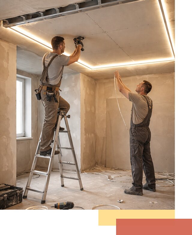 Потолок из гипсокартона с подсветкой в Великом Устюге