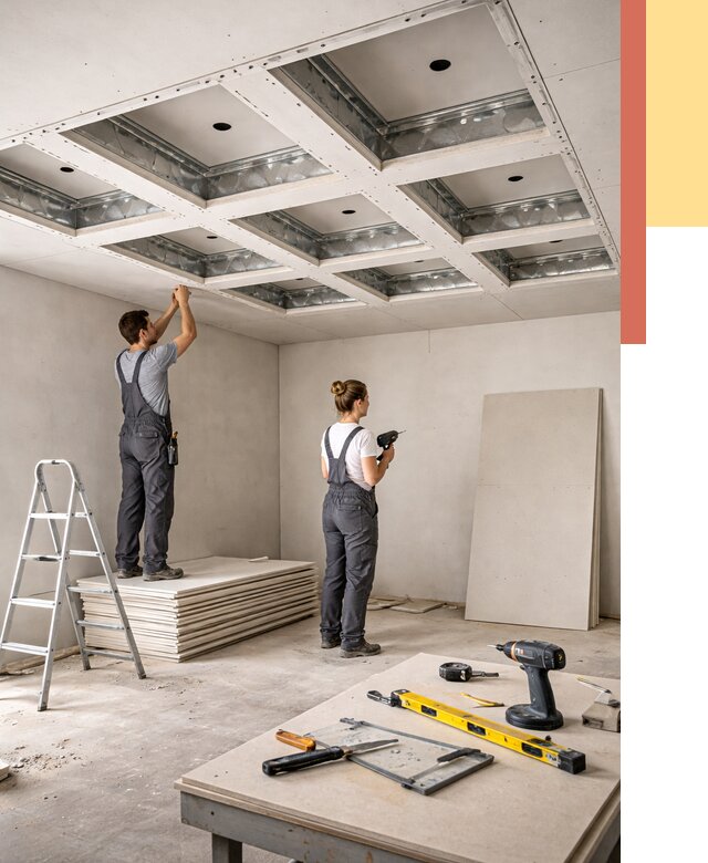 Кессонный потолок из гипсокартона в Великом Устюге от 1883 руб. — монтаж и под ключ | ОТДЕЛОЧНИК-Влс