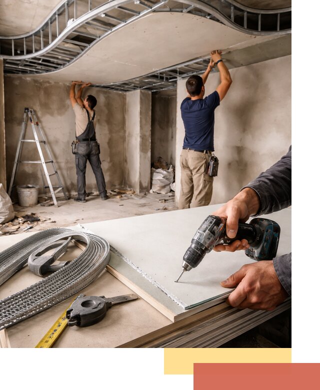 Криволинейный потолок из гипсокартона в Великом Устюге — монтаж и отделка