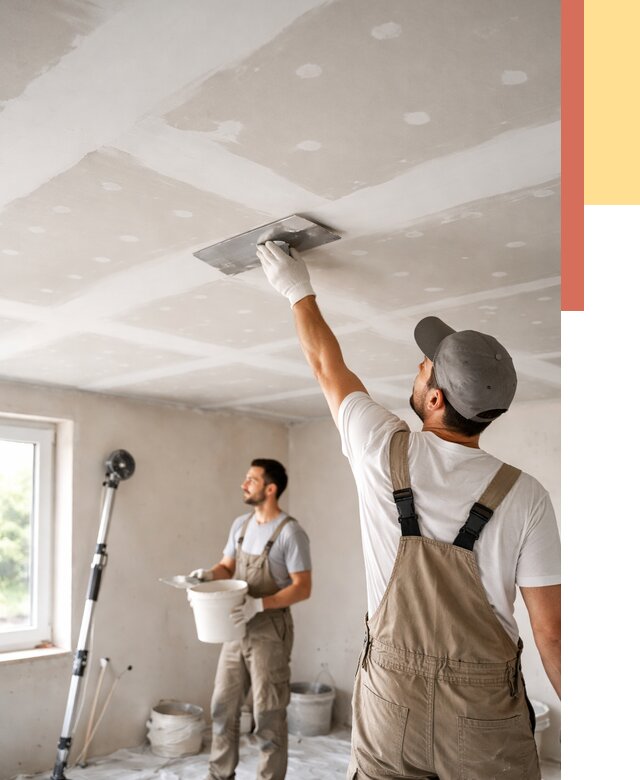 Шпаклевка потолка из гипсокартона в Великом Устюге от 3257 руб./м2 — услуги под ключ | ОТДЕЛОЧНИК-Влс