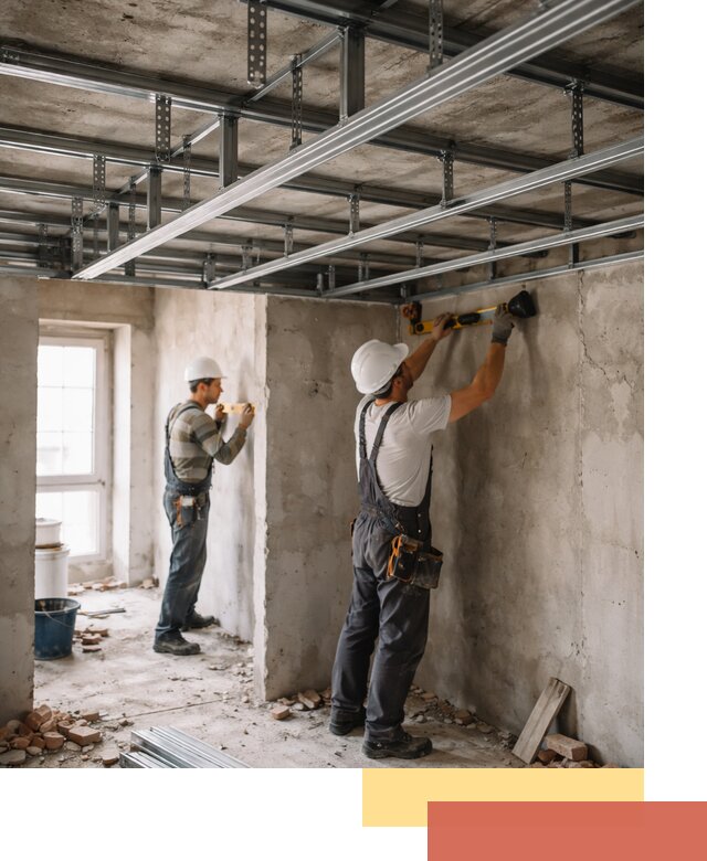 Монтаж каркаса потолка из профильного профиля в Великом Устюге