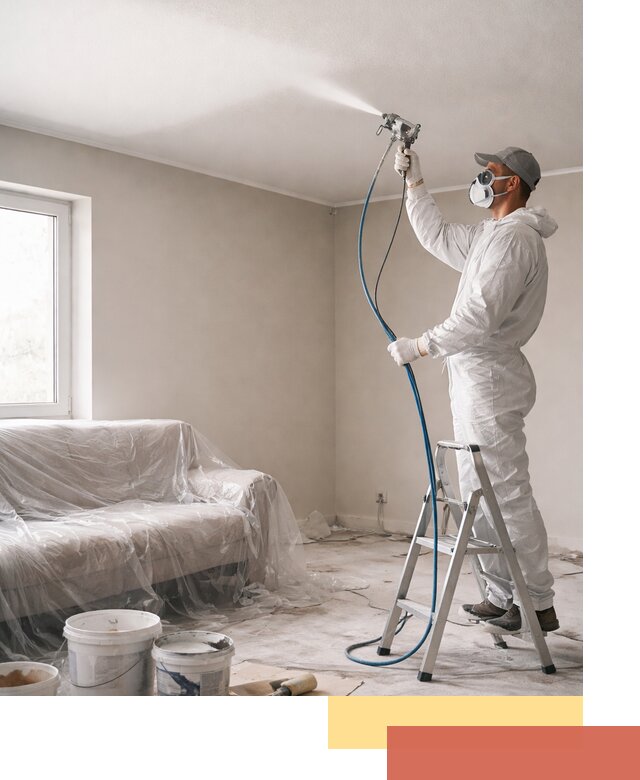 Покраска потолка краскопультом в Великом Устюге быстро и качественно