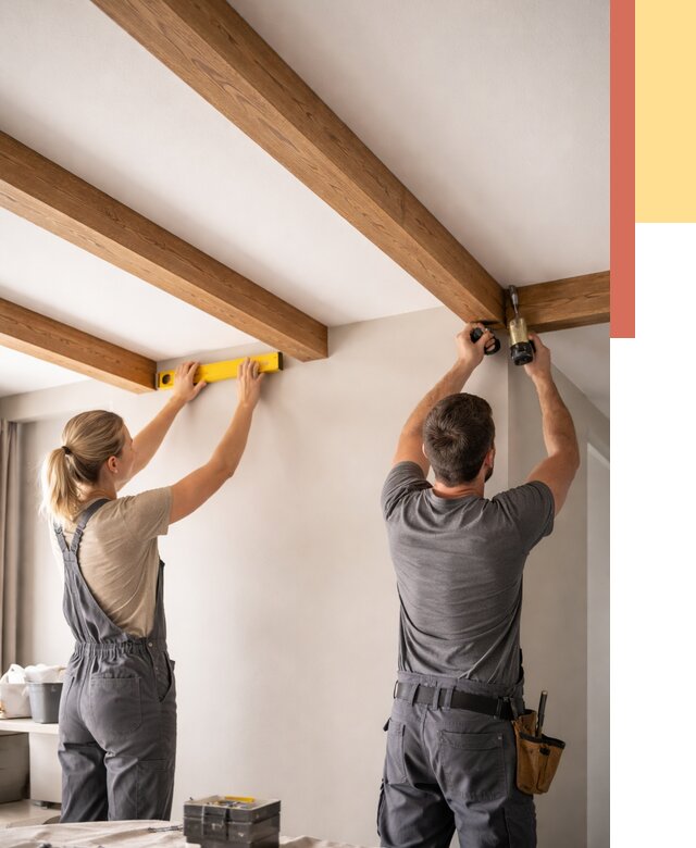 Монтаж декоративных балок на потолок в Великом Устюге от 4275 руб. — ОТДЕЛОЧНИК-Влс