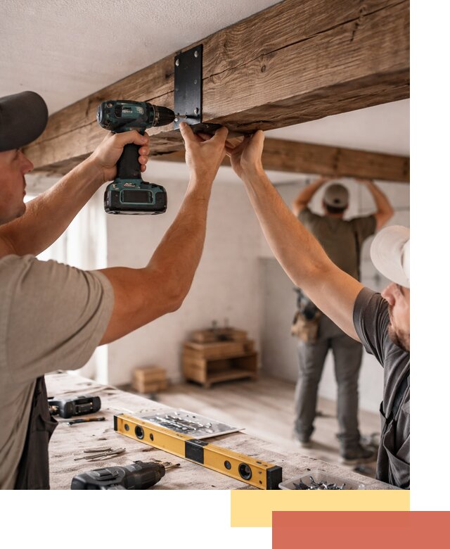 Монтаж декоративных потолочных балок в Великом Устюге