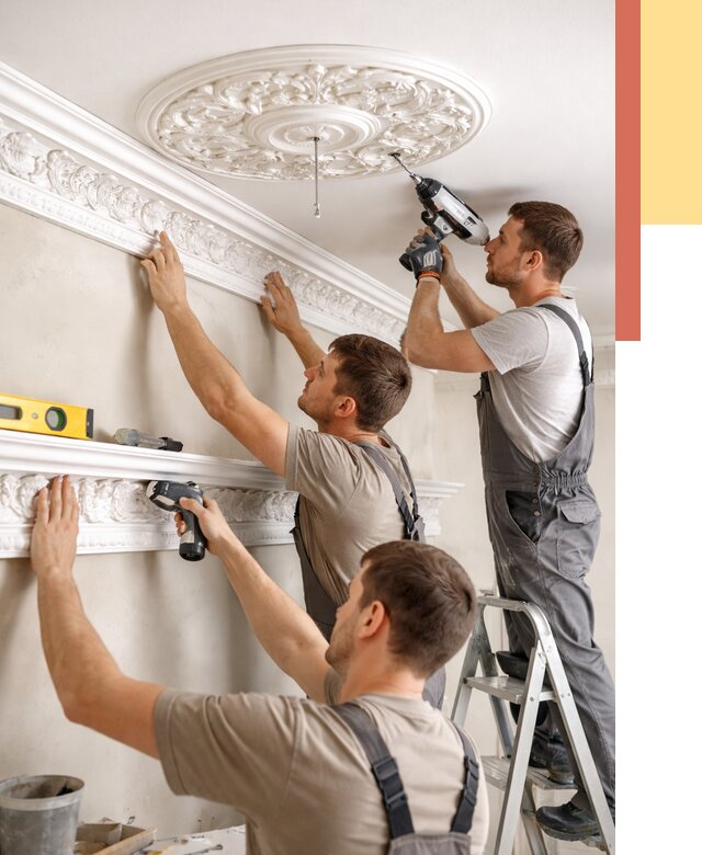 Монтаж лепнины на потолок в Великом Устюге от 3257 руб. быстро и недорого | ОТДЕЛОЧНИК-Влс